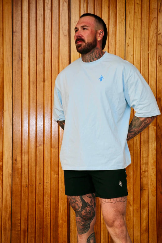 new sky blue over size tee 