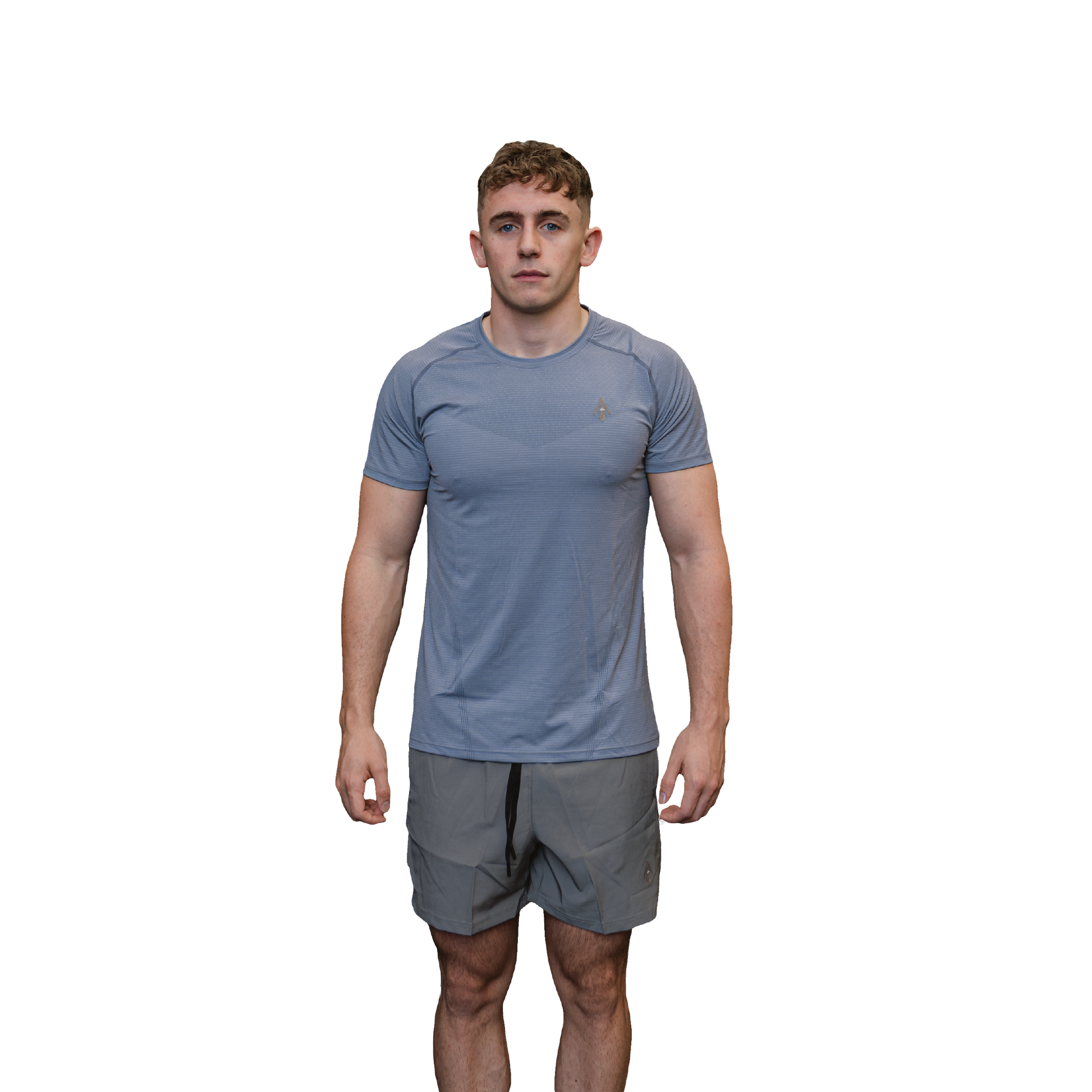 Men's elite performance tee grey front view 