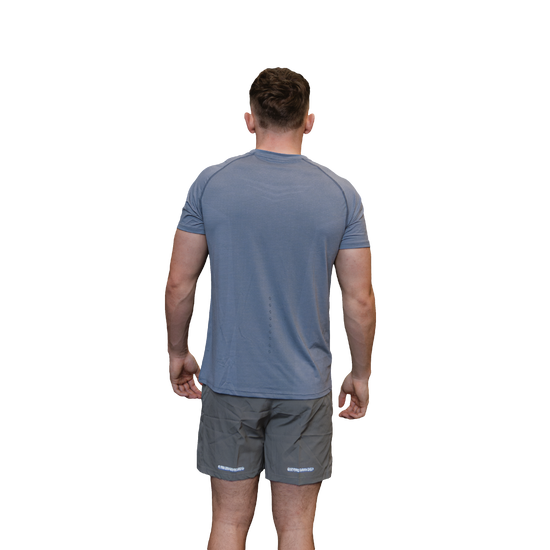 Men's elite performance tee grey rear view 