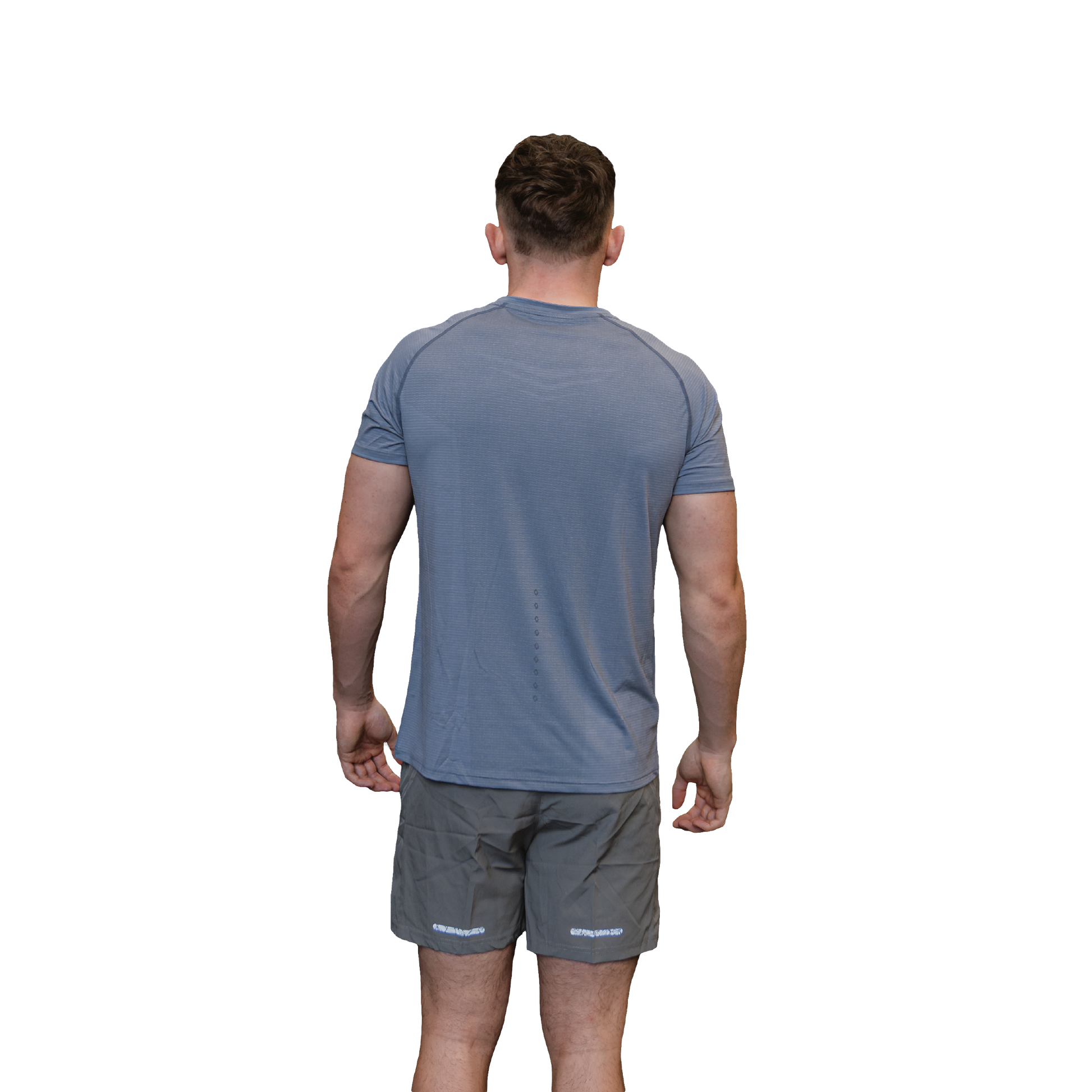 Men's elite performance tee grey rear view 