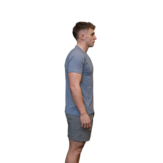 Men's elite performance tee grey side view 