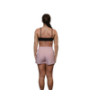 Woman pink running shorts rear view