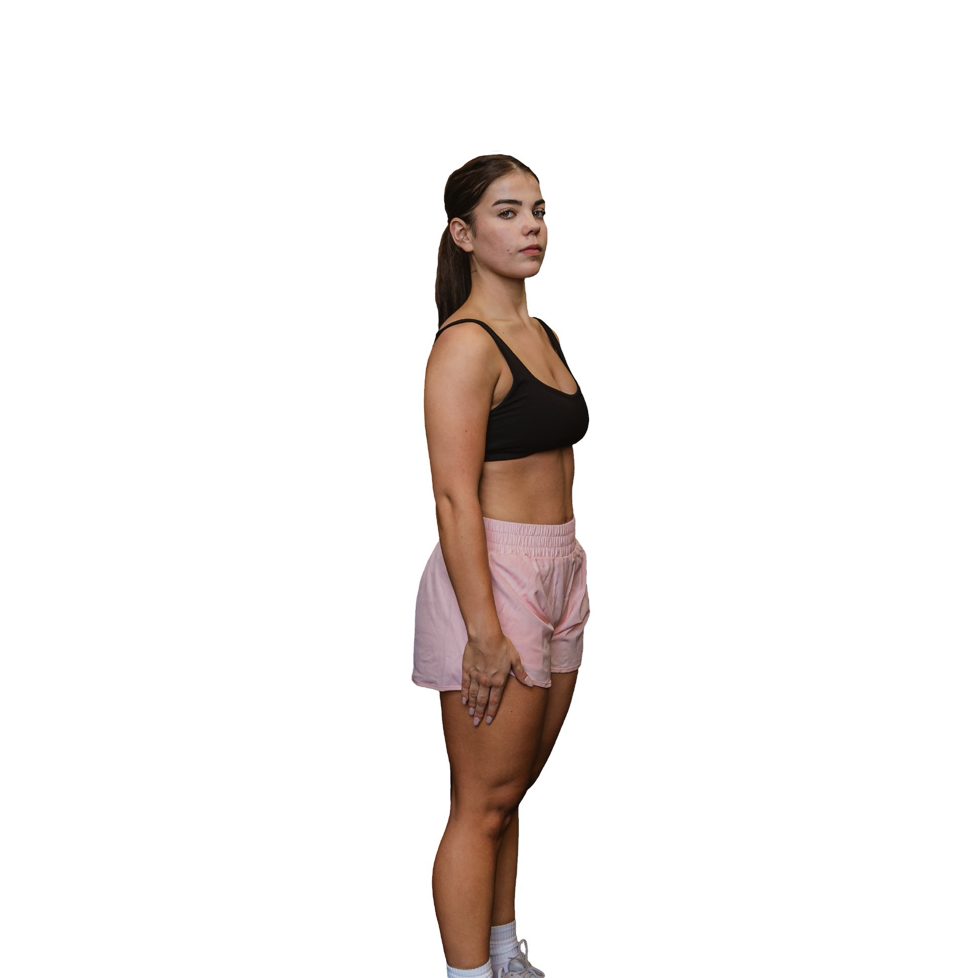 Woman pink running shorts 