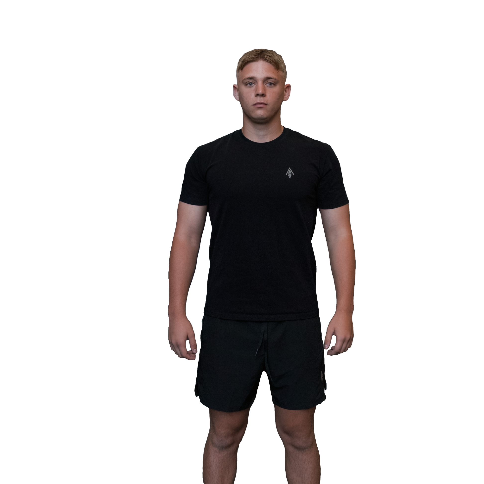 Men's cotton lifestyle tee black front view 