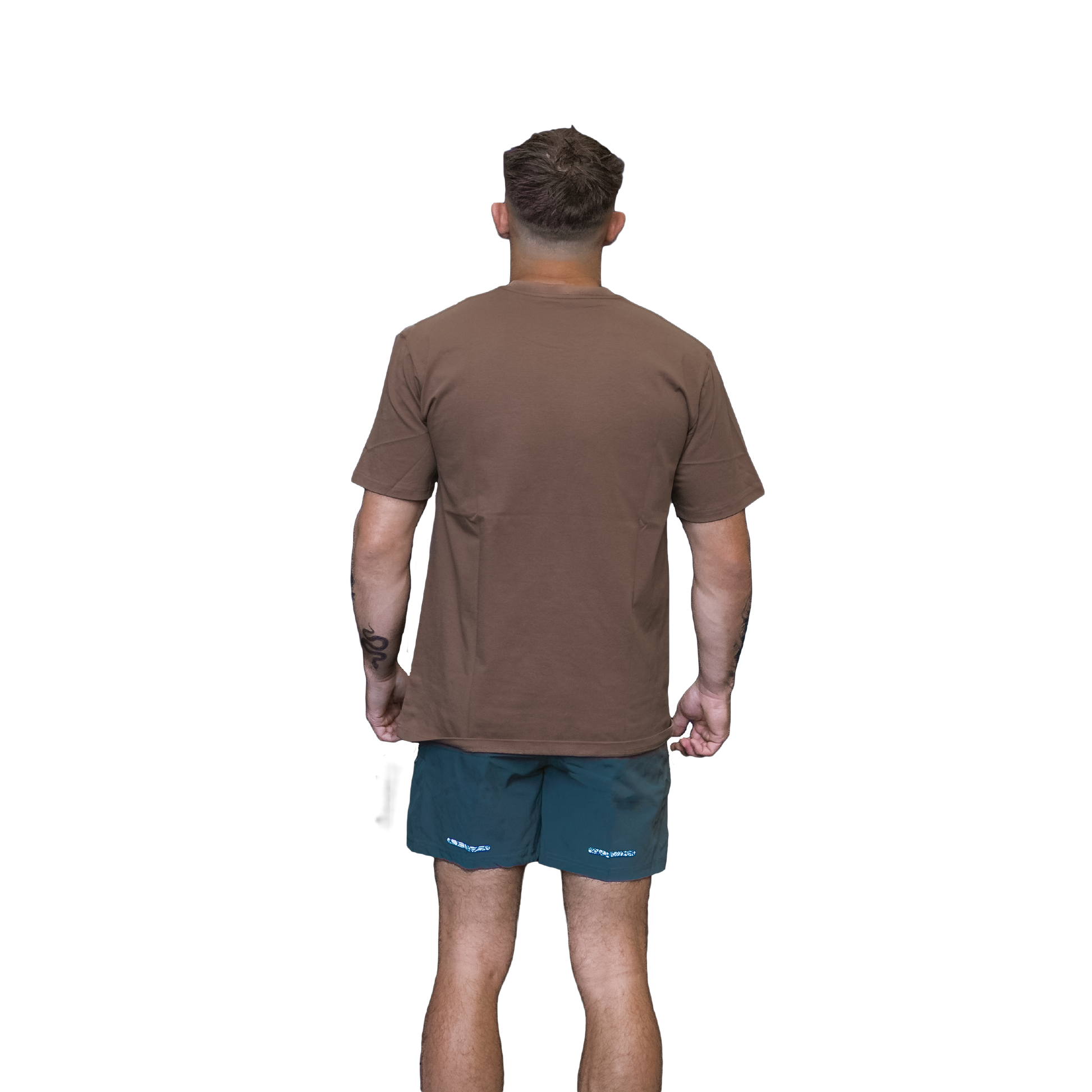 Men's cotton lifestyle tee brown rear view