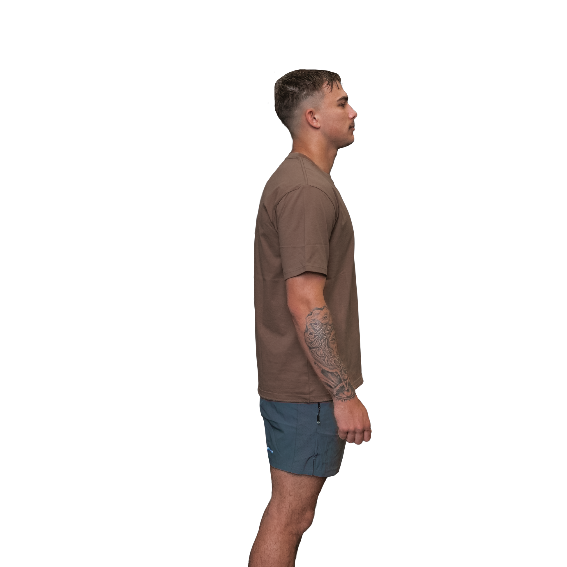 Men's cotton lifestyle tee brown side view 