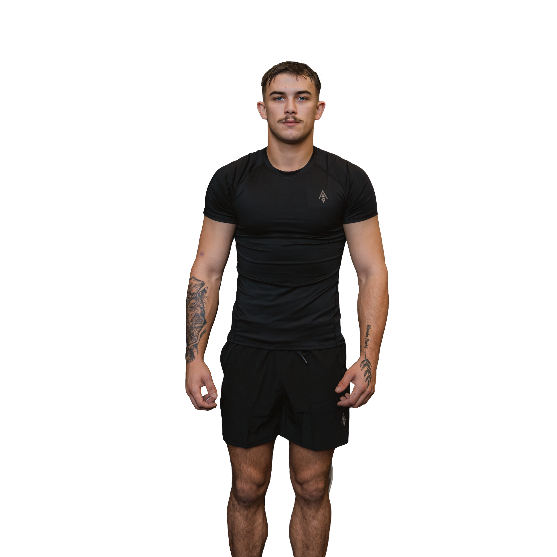 Men's ultra–Compression Tee black front view 