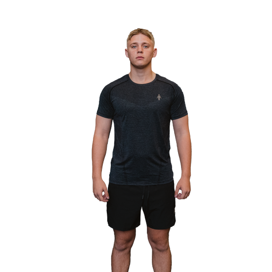 Men's elite performance tee black front view