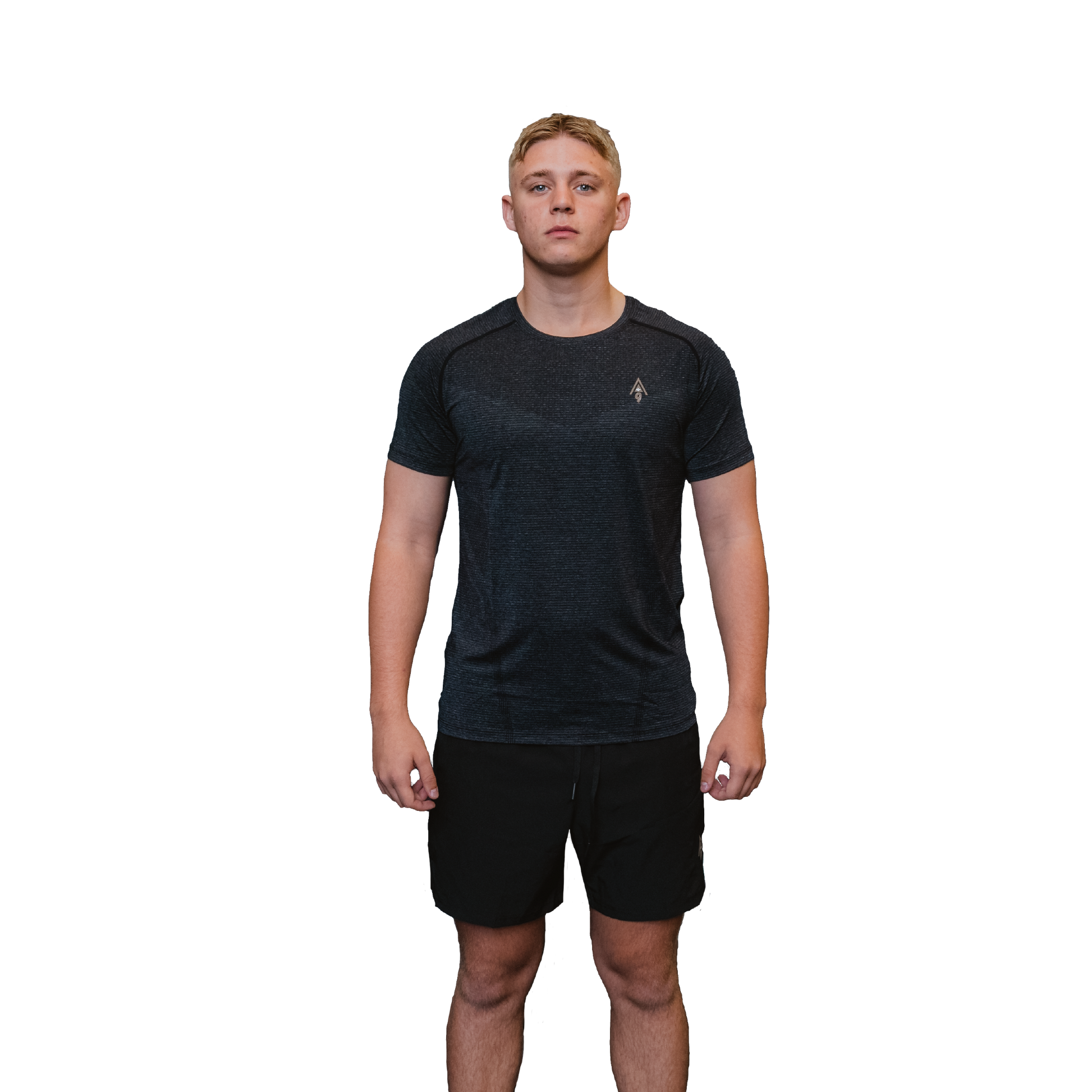 Men's elite performance tee black front view