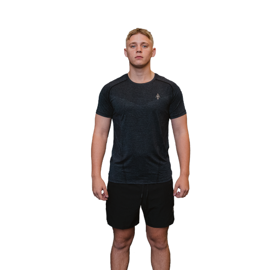 Men's elite performance tee black front view