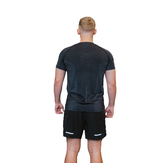 Men's elite performance tee black rear view 