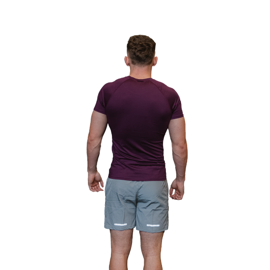 Men's ultra–Compression Tee plum rear view 