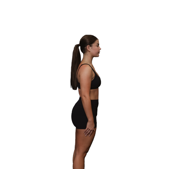 Women's black yoga shorts side view