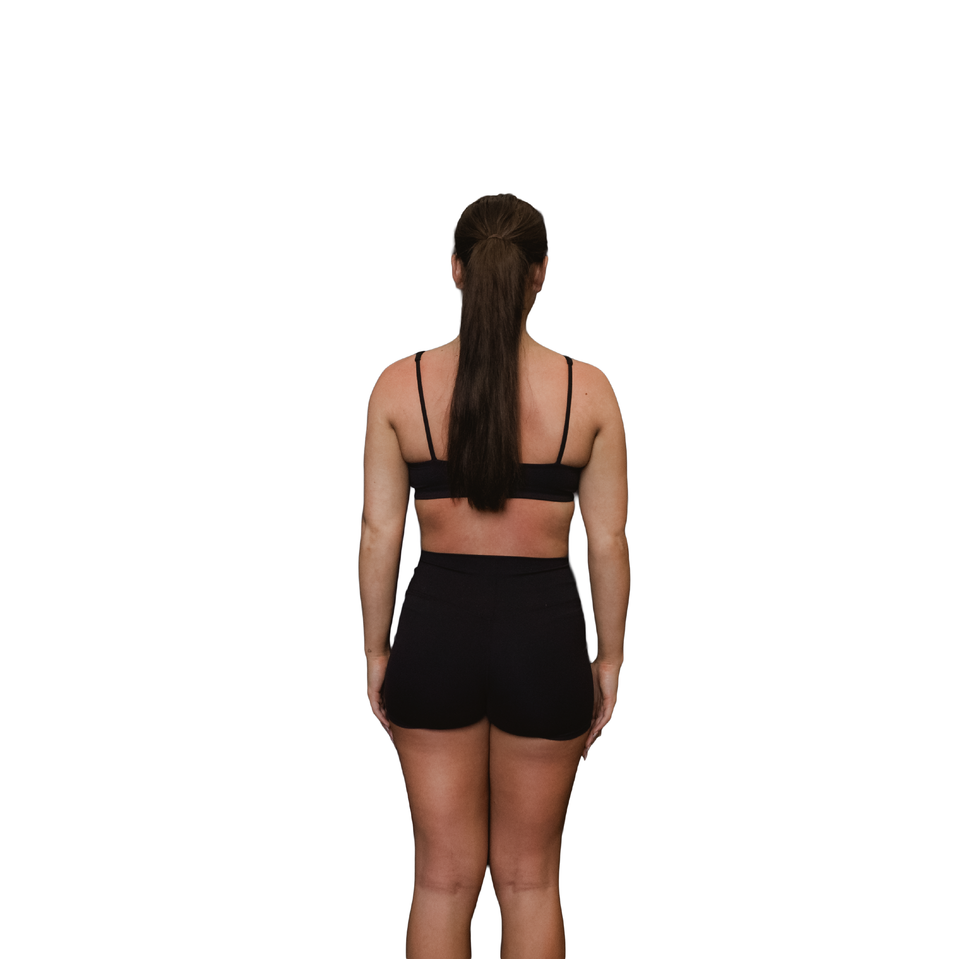 Women's black yoga shorts rear view