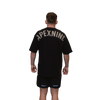 Man wearing relaxed tee unisex black rear view signature APEXNINE