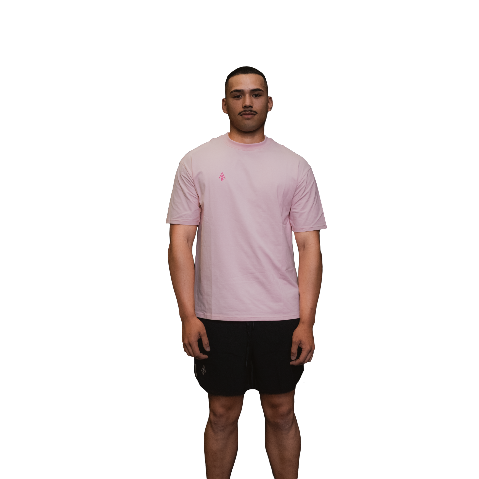Man wearing relaxed tee unisex pink front view