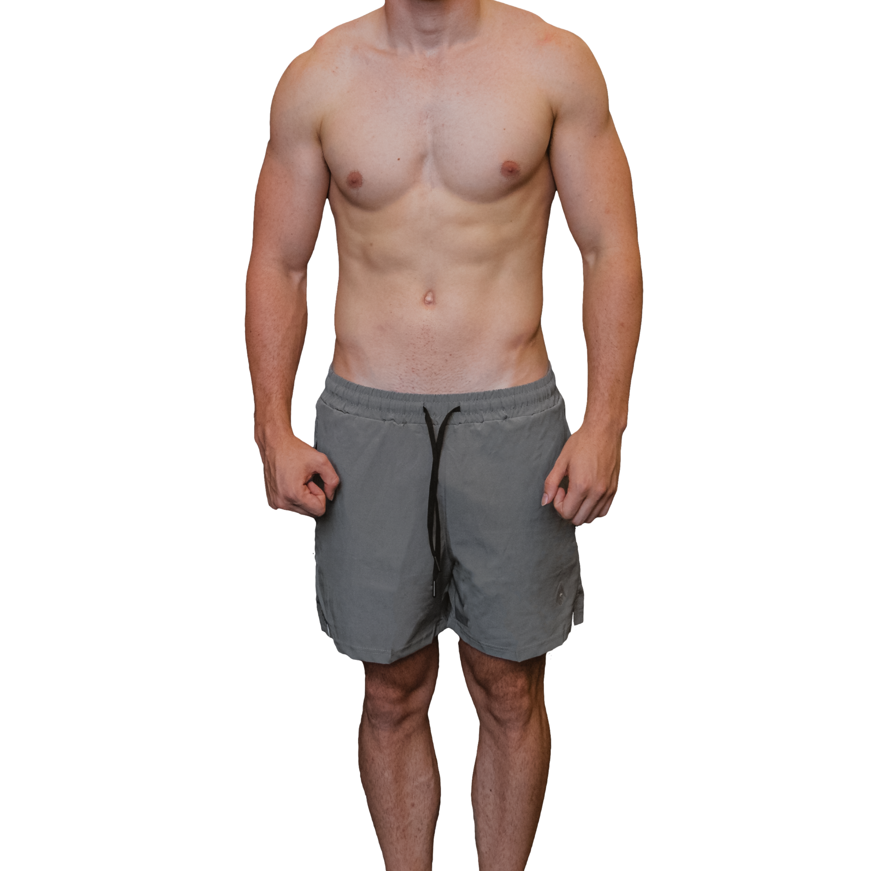 Men’s grey training shorts front view